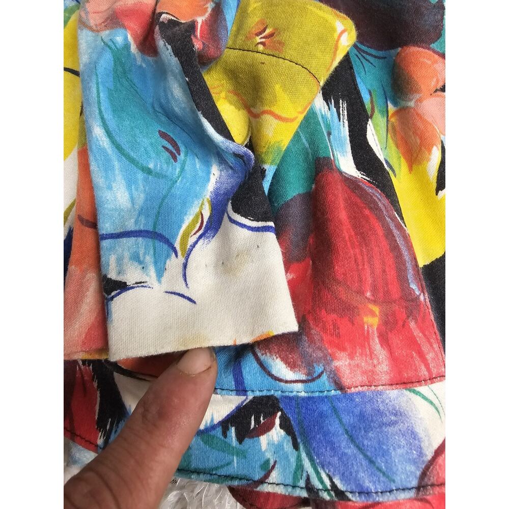 Vintage 80s Colorful Floral Blazer Jacket Small Artsy Abstract 80 90s Garden USA - Picture 9 of 10